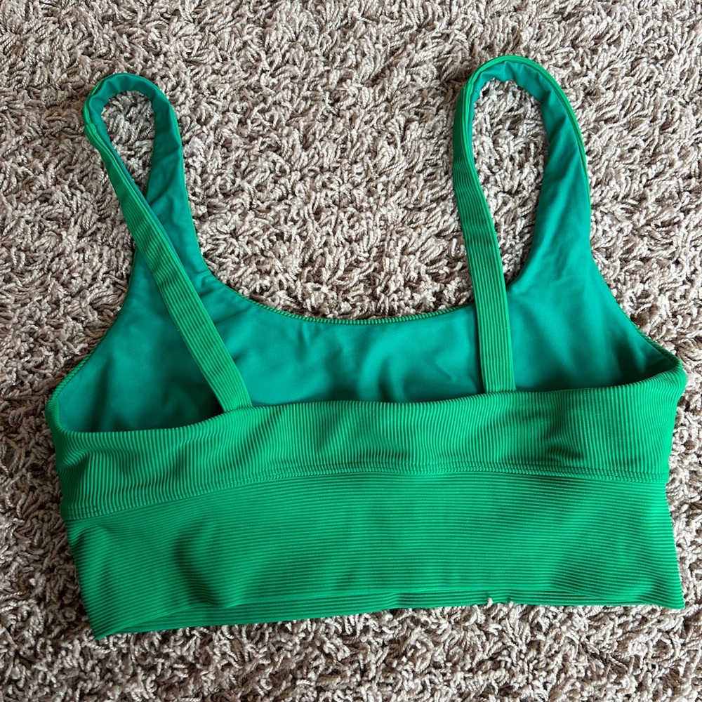 Beach Riot Green Ribbed Sports Bra - Picture 2 of 3